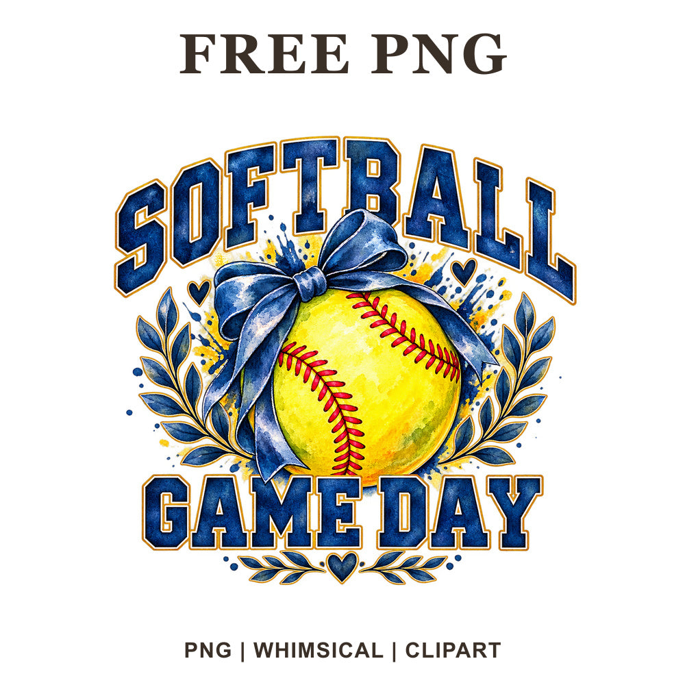 Whimsical Game Day Softball Clipart PNG