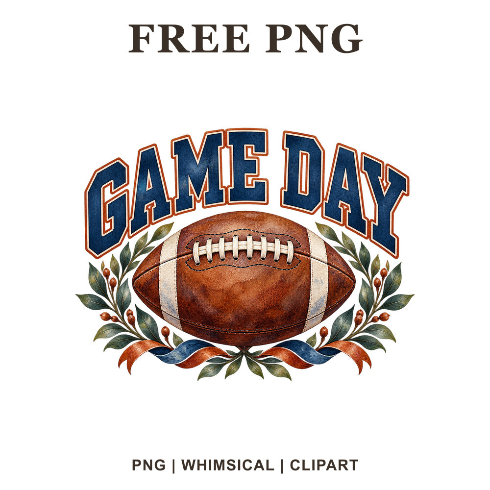 Whimsical Vintage Game Day Football Clipart PNG