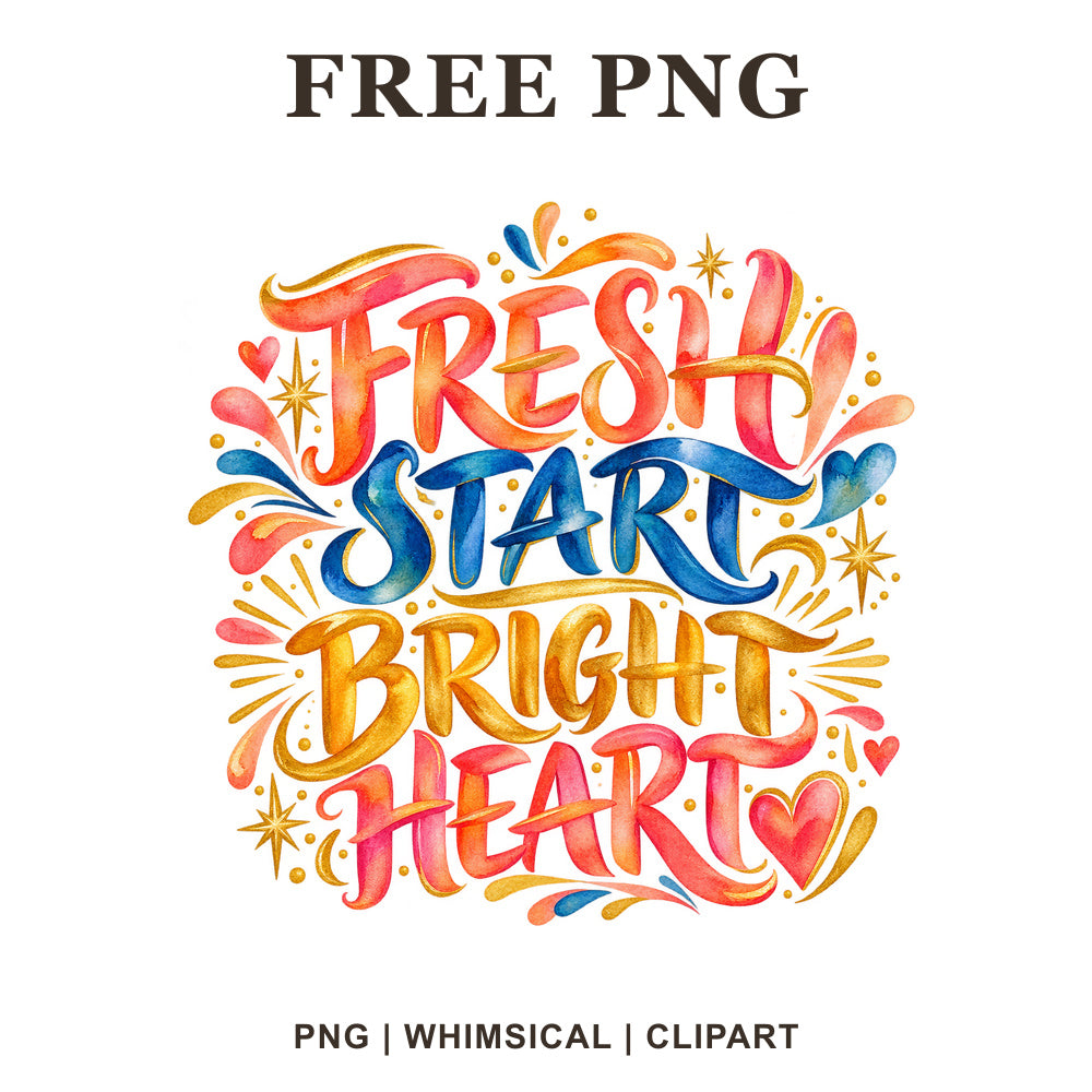 Whimsical Fresh Start New Year Clipart PNG