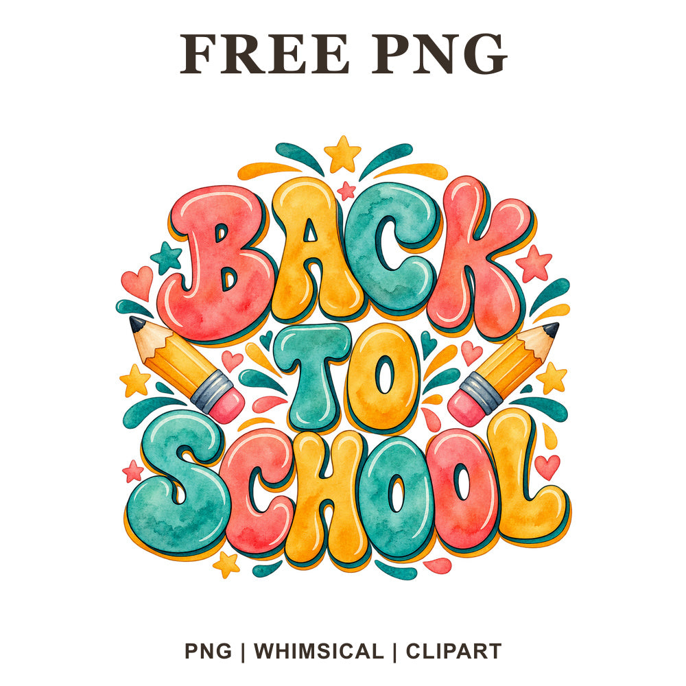 Whimsical Retro Lettering Back To School Clipart PNG