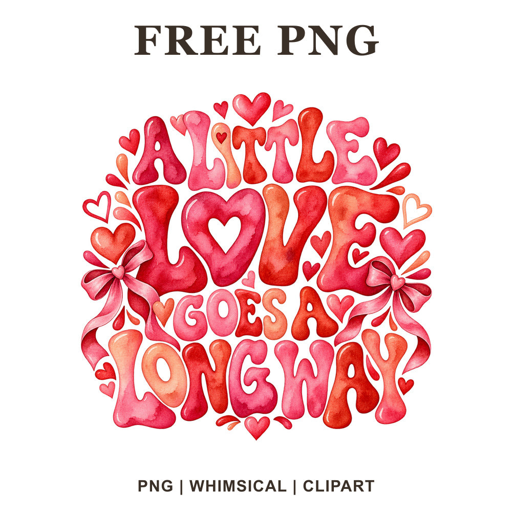 Whimsical Retro Love Valentine Clipart PNG