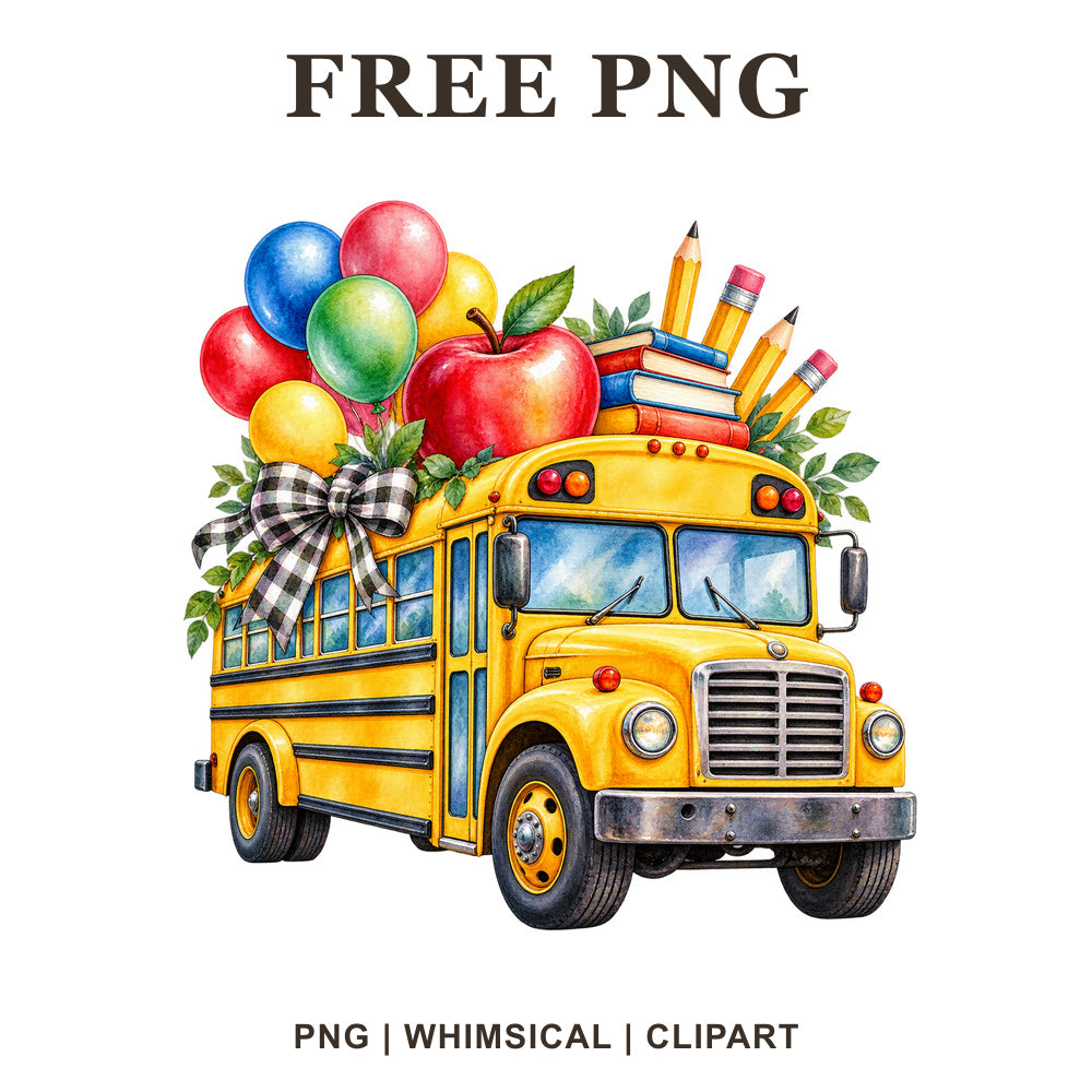 Whimsical School Bus Back To School Clipart PNG