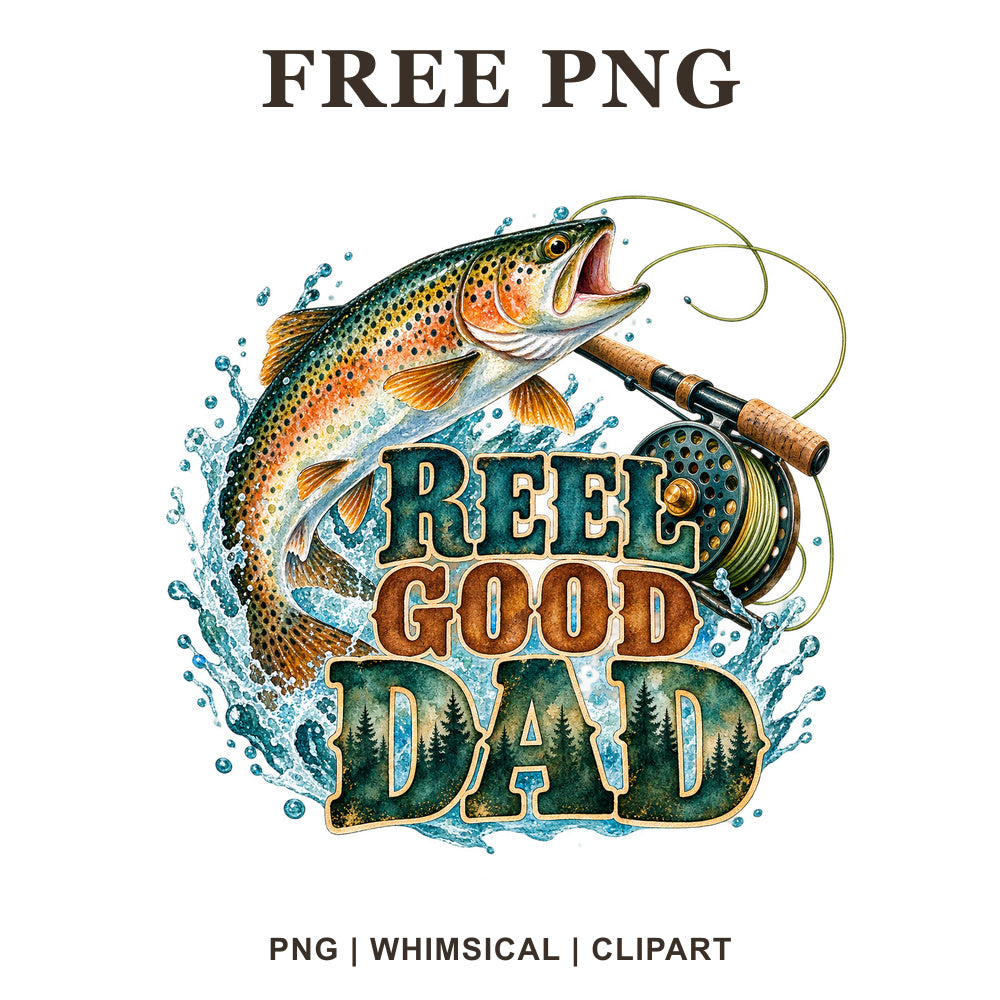 Whimsical Dad Fishing Dad Clipart PNG