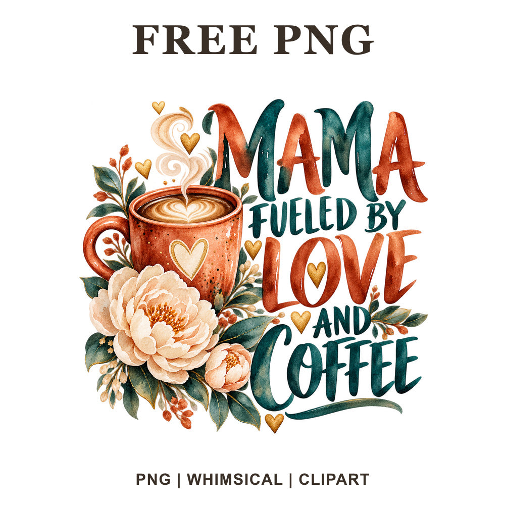 Whimsical Mama Coffee Mama Clipart PNG