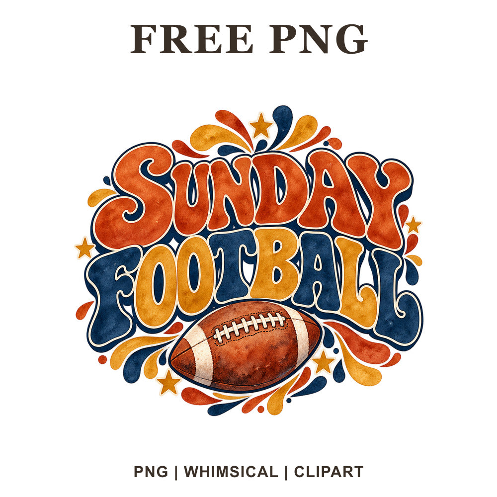 Whimsical Retro Sunday Football Clipart PNG