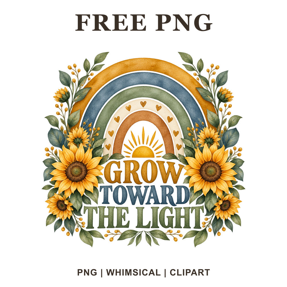 Whimsical Sunflower Rainbow Clipart PNG