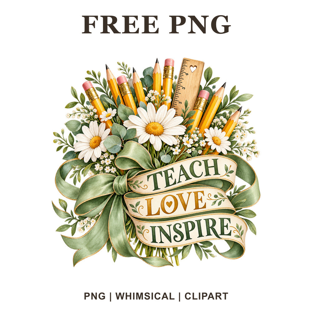 Whimsical Teacher Bouquet Back To School Clipart PNG