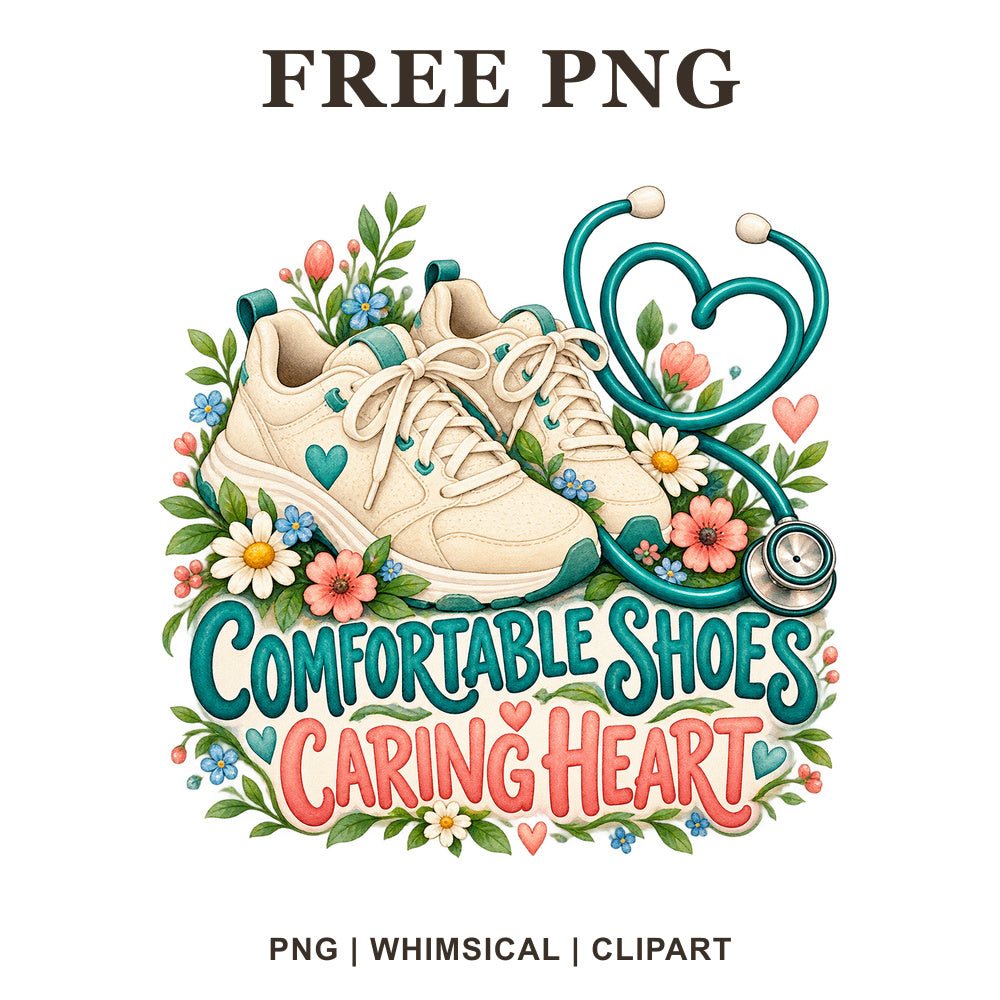 Whimsical Nurse Sneakers Nurse Clipart PNG