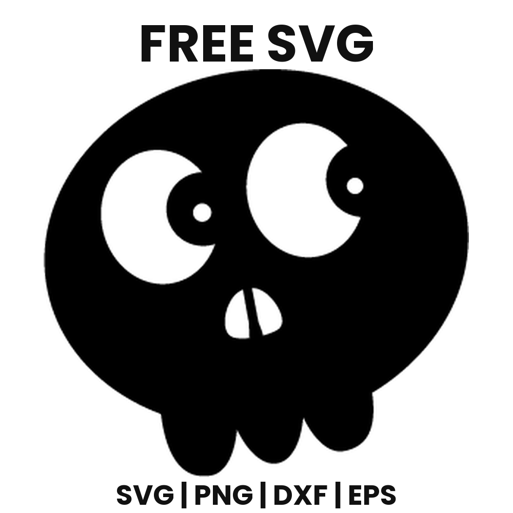 Cartoon Skull SVG Free – Funny Googly Eye Skull Cut File