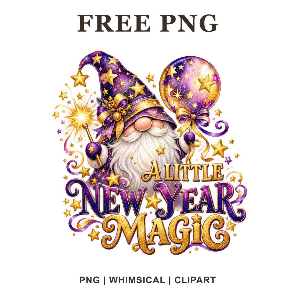 Whimsical Party Gnome New Year Clipart PNG