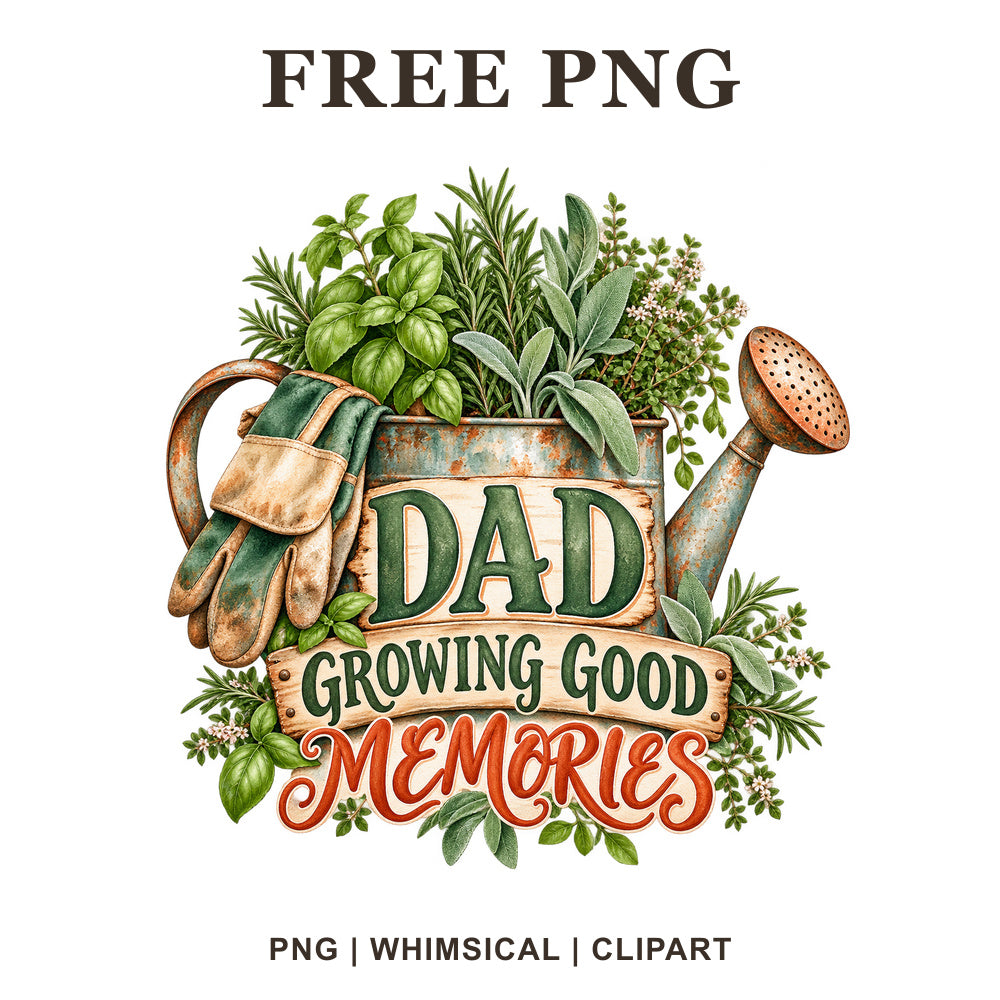Whimsical Dad Garden Dad Clipart PNG