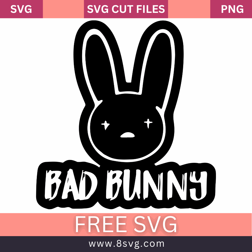 Black and Whit Bad Bunny Svg Free Cut File For Cricut