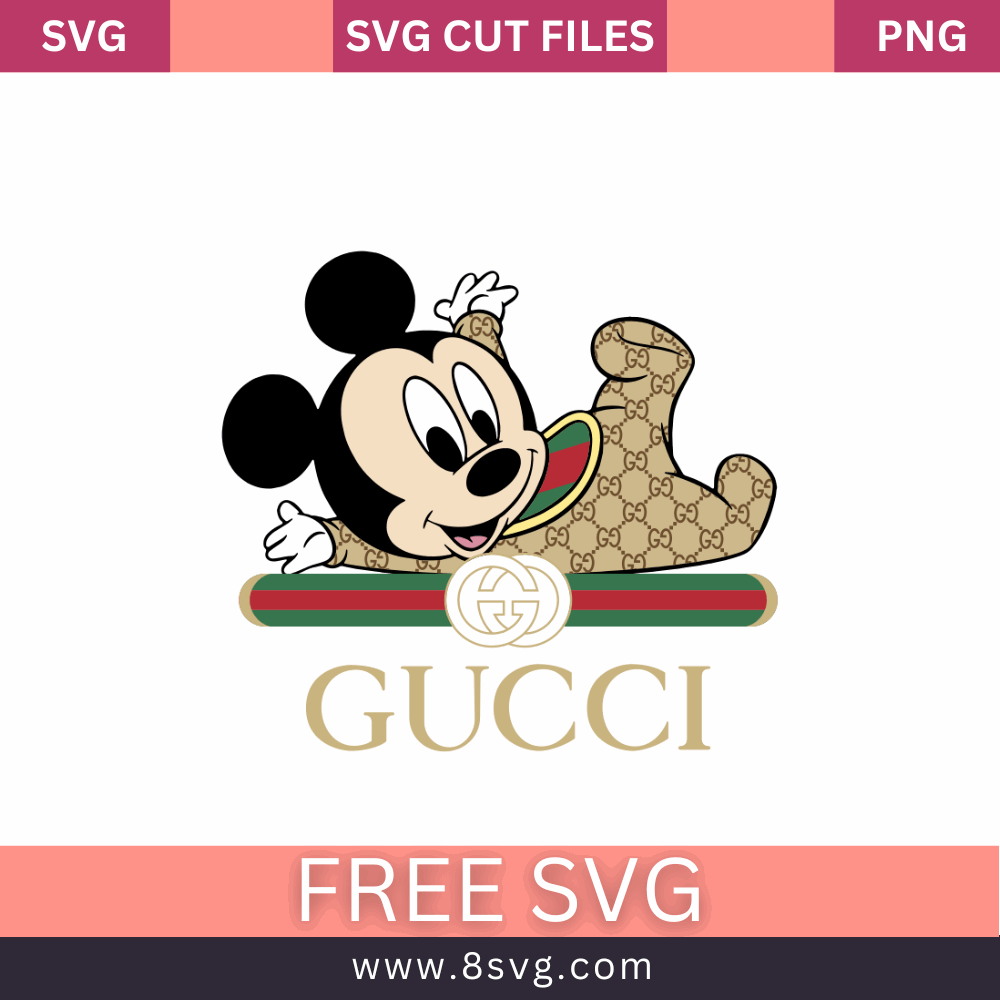 Baby Mickey Luxury Brand Gucci Logo SVG Free Cut File