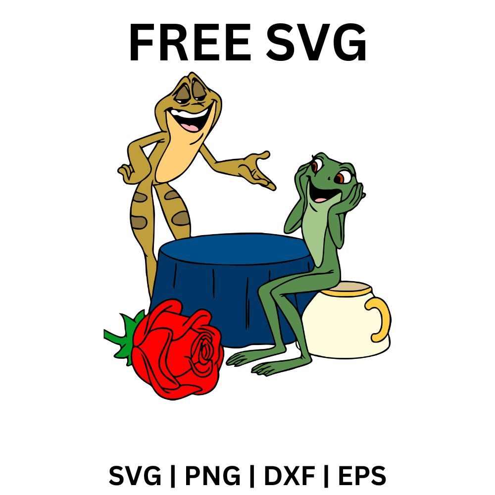 Princess and the Frog SVG Free | Tiana with Frog and Rose Clipart for Cricut & Silhouette