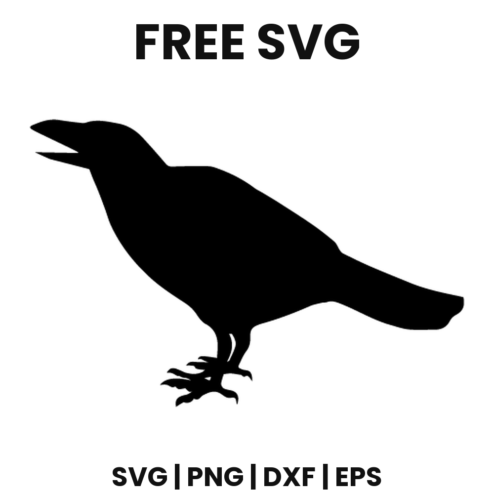 Calling Crow SVG Free – Halloween Blackbird Silhouette Cut File