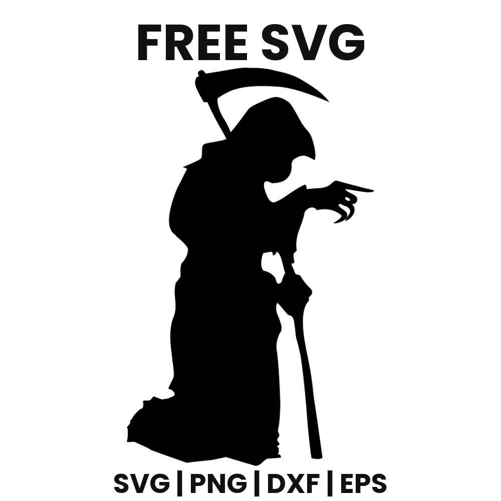 Pointing Reaper SVG Free – Grim Reaper Silhouette Cut File