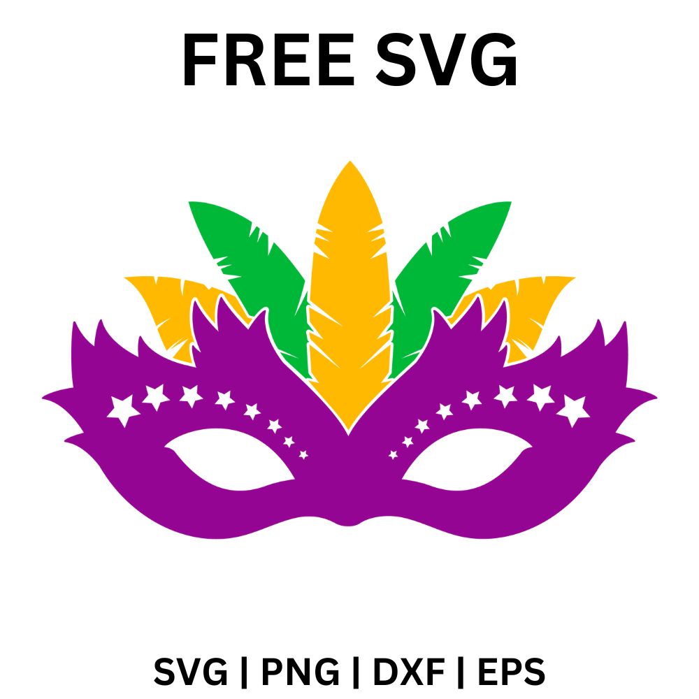 Mardi Gras Mask SVG Free | Festival Feather Mask Cut File-8SVG