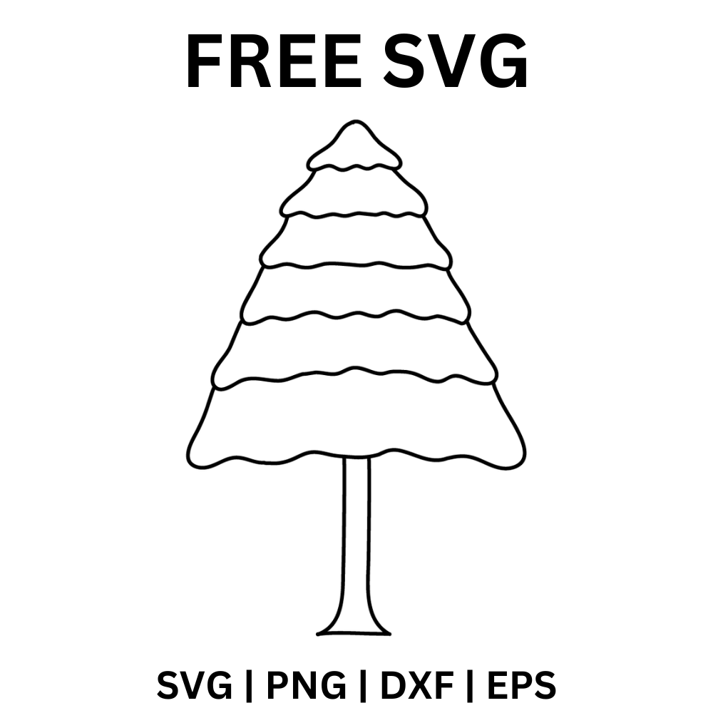 Simple Christmas Tree Outline Free SVG Cut File for Cricut-8SVG
