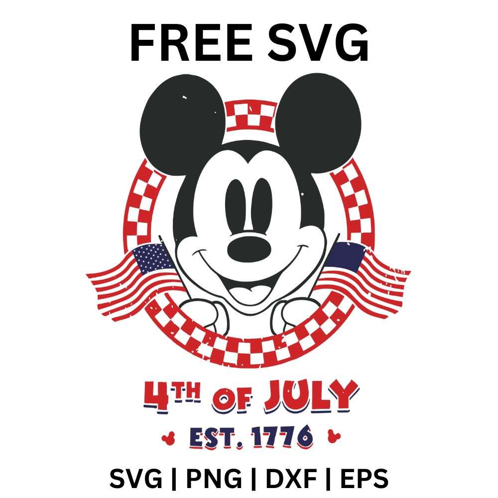 Mickey 4th of July EST. 1776 SVG Free | Patriotic Vintage Style for Cricut & Silhouette