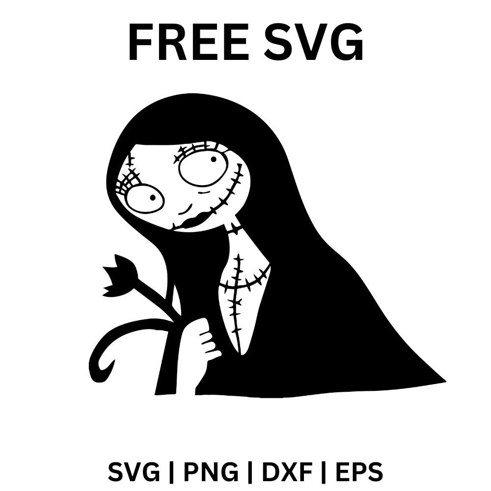 Sally Portrait SVG Free | Gothic Girl Halloween Design for Cricut & Silhouette