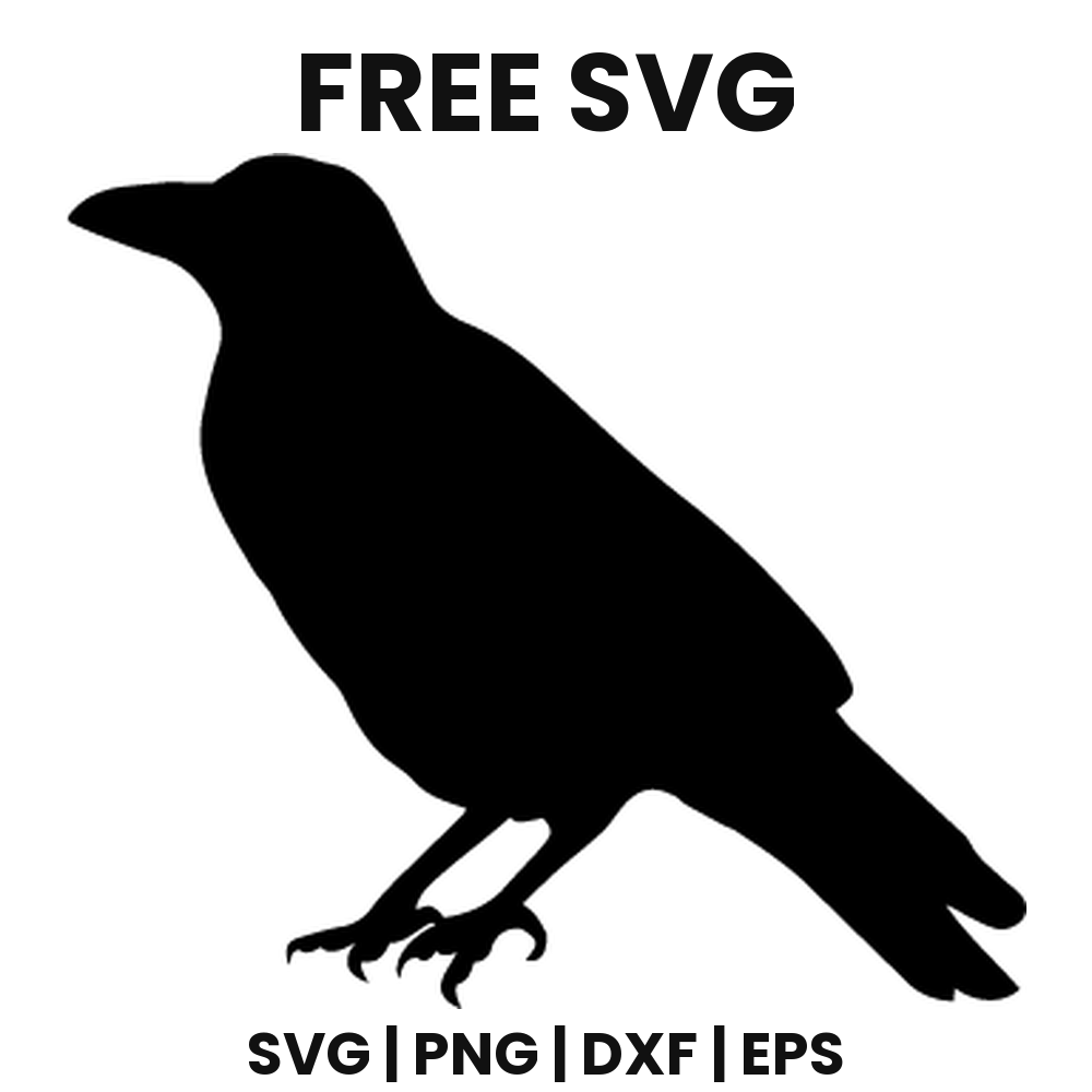 Upright Crow SVG Free – Standing Blackbird Silhouette Cut File