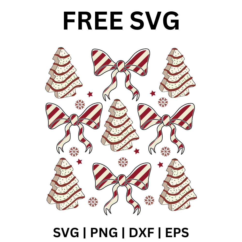 Christmas Tree Cake with Bows Free SVG Cut File for Cricut-8SVG