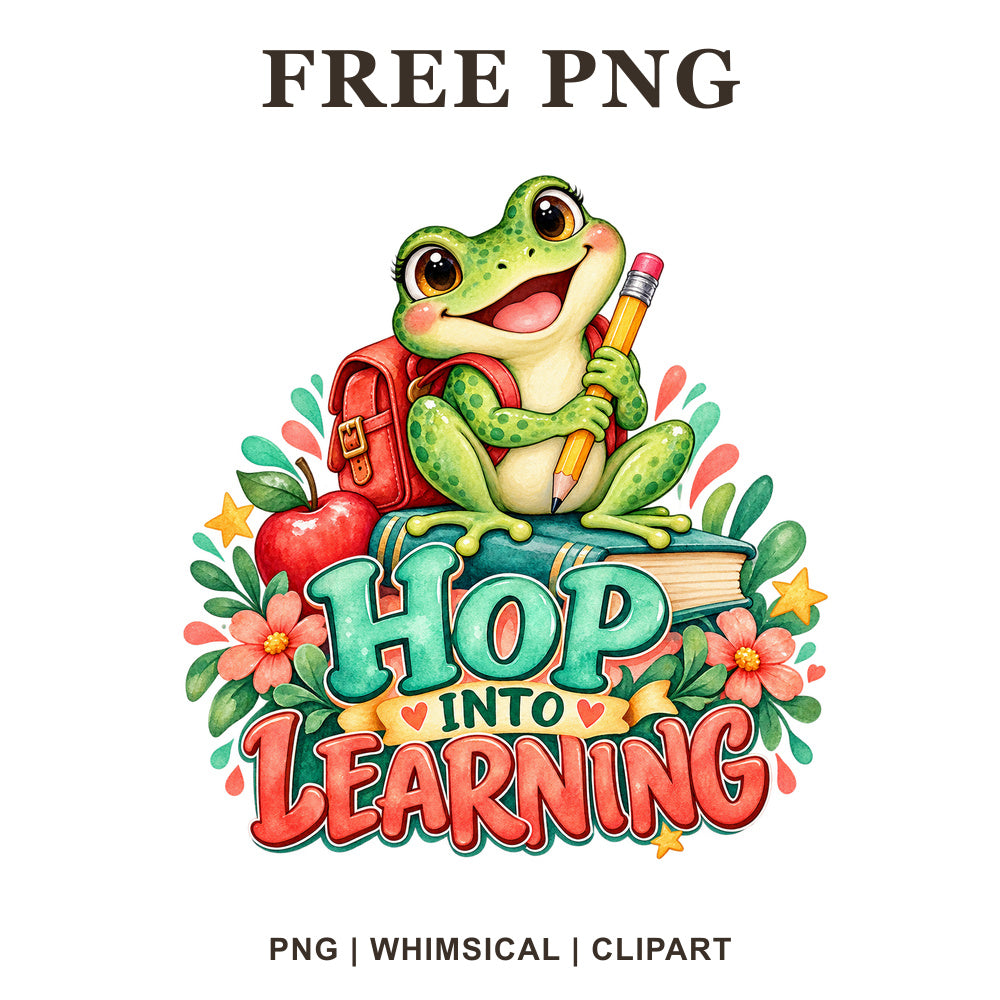 Whimsical Frog Student Back To School Clipart PNG