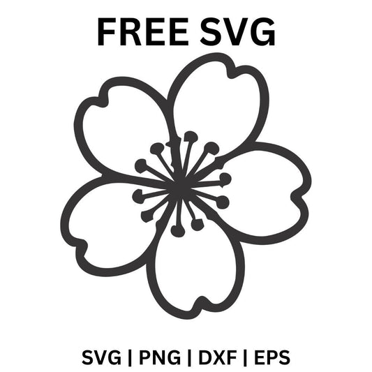 Cherry Blossom SVG Free | Simple Line Art Flower for Cricut & Silhouette