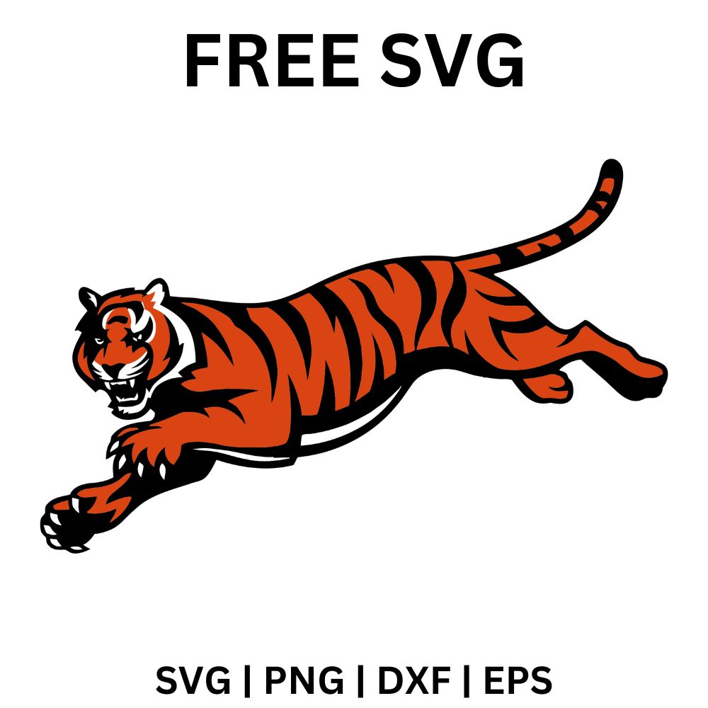 Cincinnati Bengals SVG Free | Walking Tiger Mascot Design for Cricut & Silhouette-8SVG