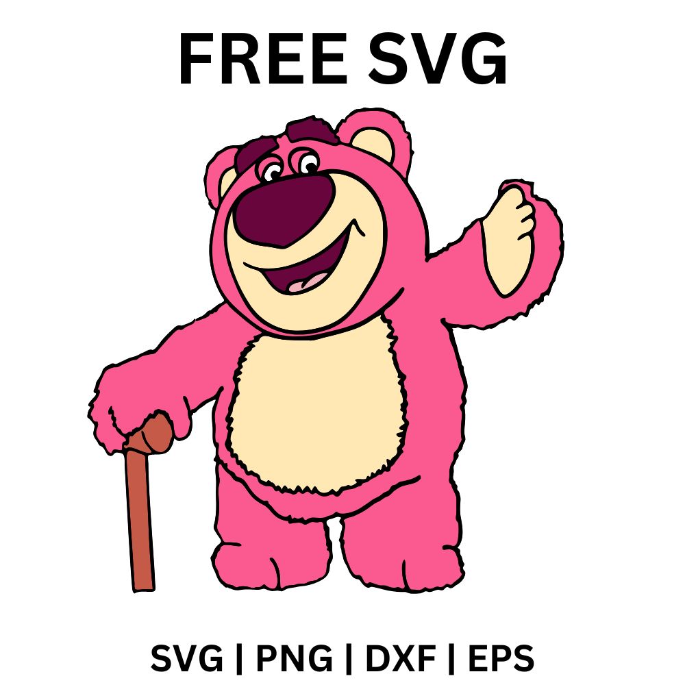 Lotso Bear SVG Free | Hugging Bear Character with Cane for Cricut & Silhouette