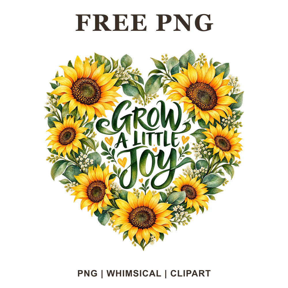 Whimsical Sunflower Heart Sunflower Clipart PNG