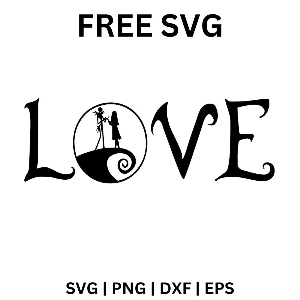 Jack and Sally LOVE SVG Free | Gothic Word Art Couple Cut File for Cricut & Silhouette