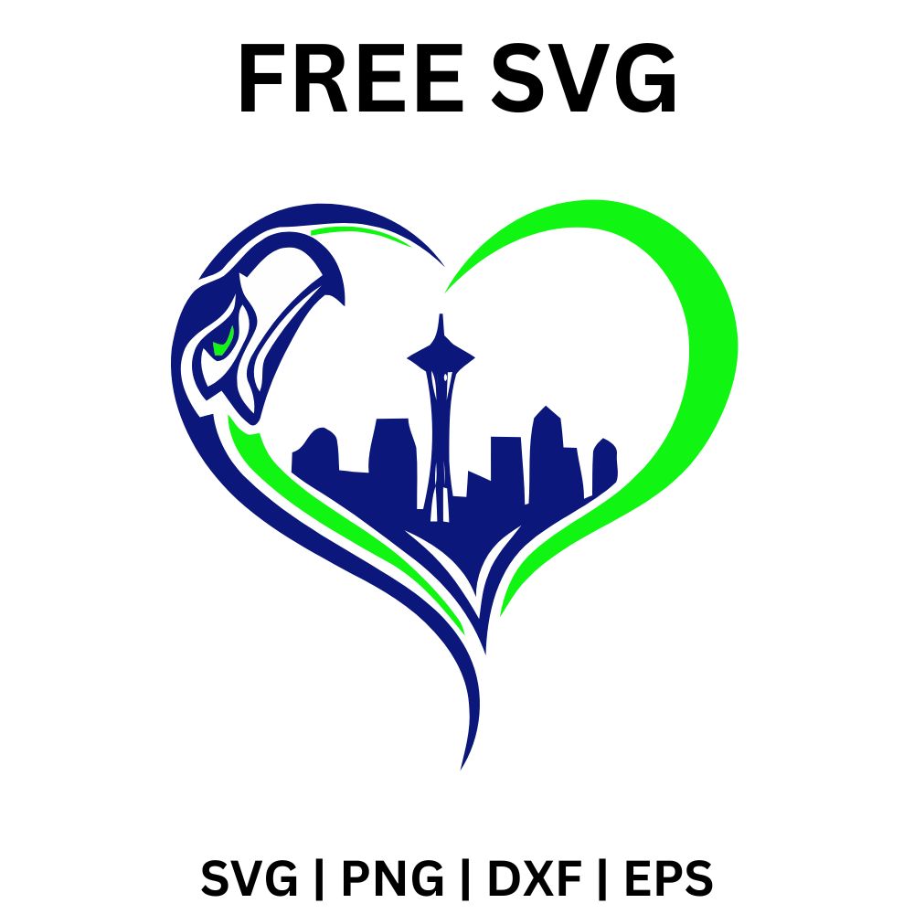 Seattle Seahawks Skyline Heart SVG Free | Downloadable Cut File for Cricut & Silhouette-8SVG