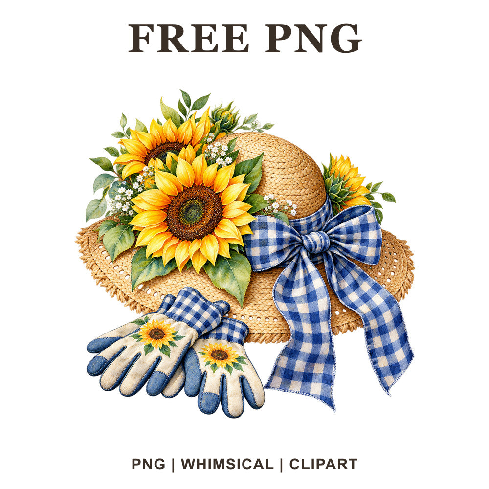Whimsical Sunflower Hat Sunflower Clipart PNG