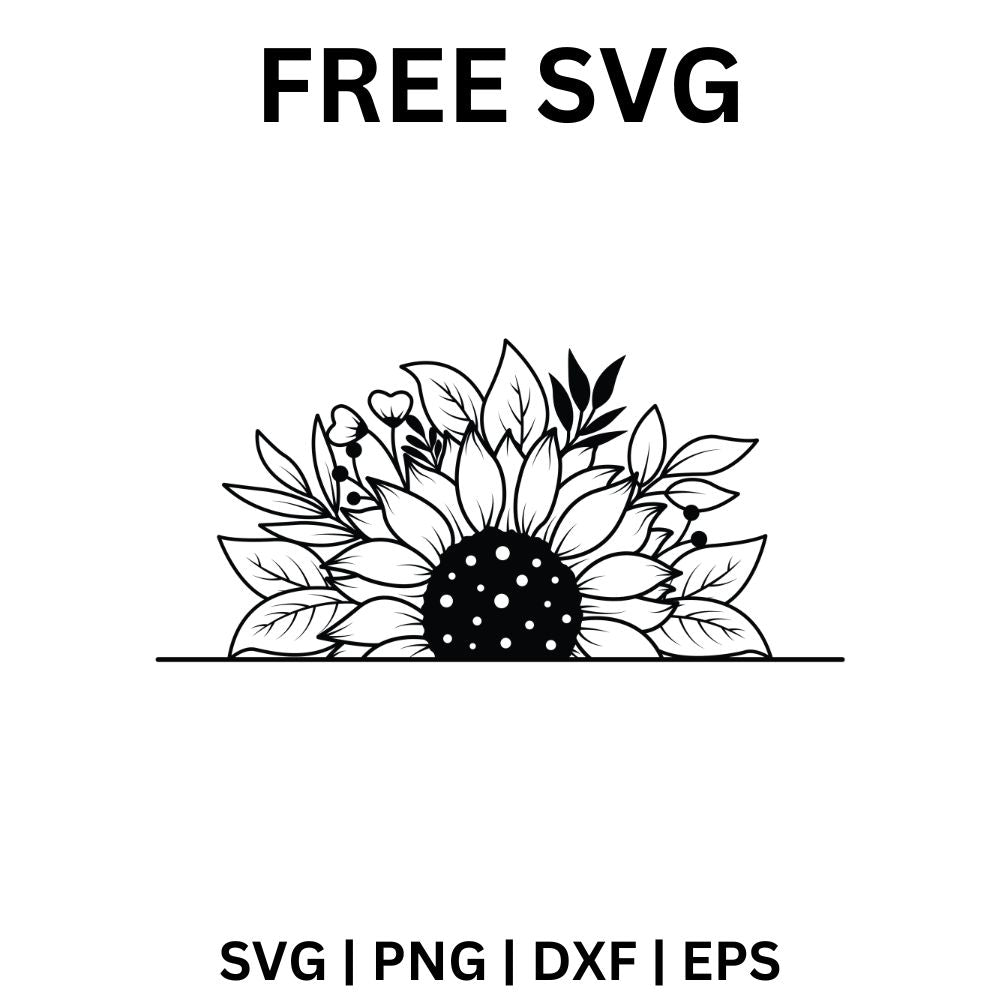Sunflower Border SVG Free | Horizontal Floral Element Design for Cricut & Silhouette
