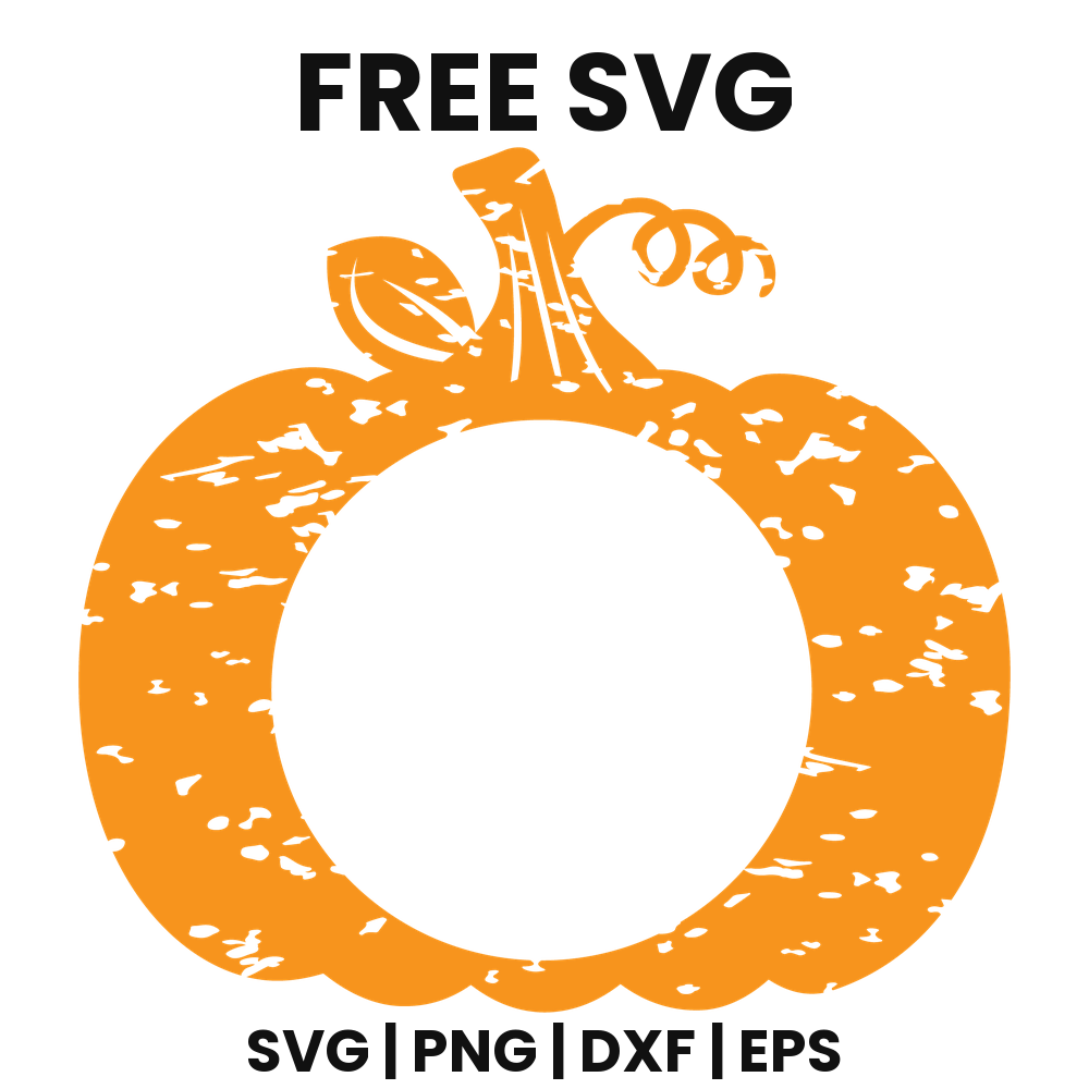 Distressed Pumpkin Monogram SVG Free – Grunge Circle Frame Cut File