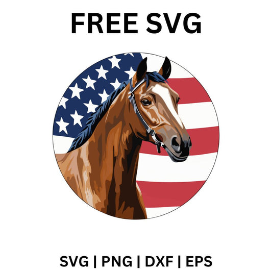 American Flag Horse SVG Free | Patriotic Horse Head Design for Cricut & Silhouette