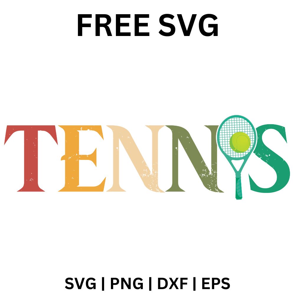 Tennis Text Art SVG Free | Watercolor Lettering Design for Cricut & Silhouette