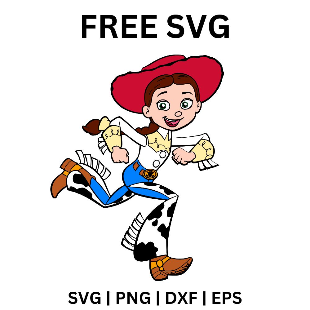 Jessie Kicking SVG Free | Energetic Cowgirl in Action for Cricut & Silhouette