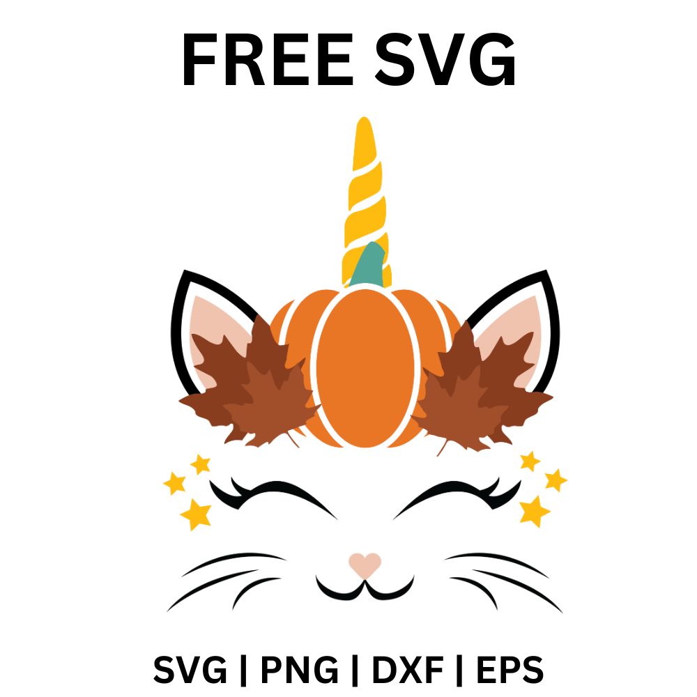 Unicorn Face SVG Free | Fox Style Unicorn Face with Floral Horn for Cricut & Silhouette-8SVG