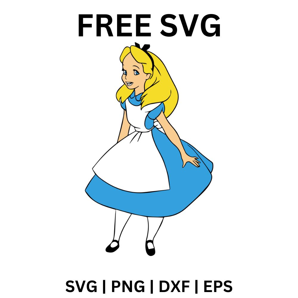 Alice in Wonderland SVG Free | Alice Looking Curious Cut File for Cricut & Silhouette