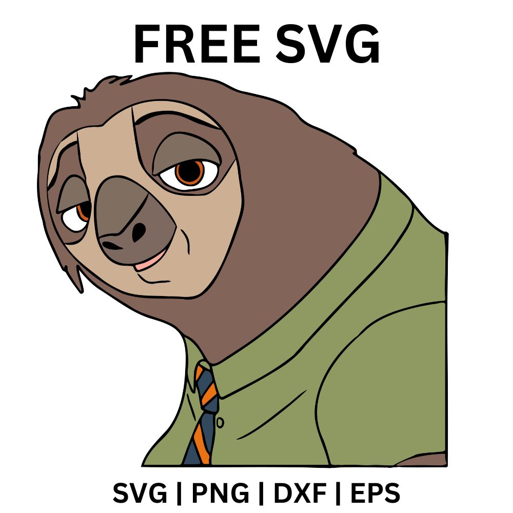 Cute Sloth Face SVG Free | Adorable Animal Clipart for Cricut & Silhouette