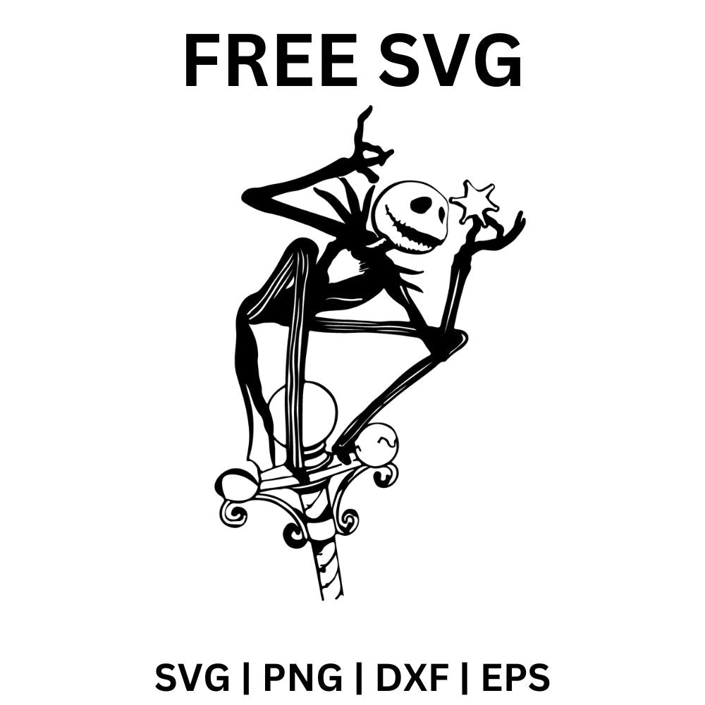 Jack Skellington on Spiral Hill SVG Free | Halloween Skeleton Pose Cut File for Cricut & Silhouette