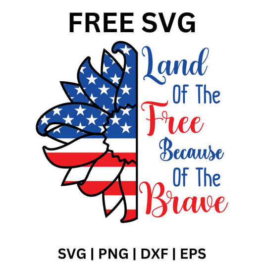 Land of the Free SVG Free | American Flag Feather Cut File for Cricut & Silhouette