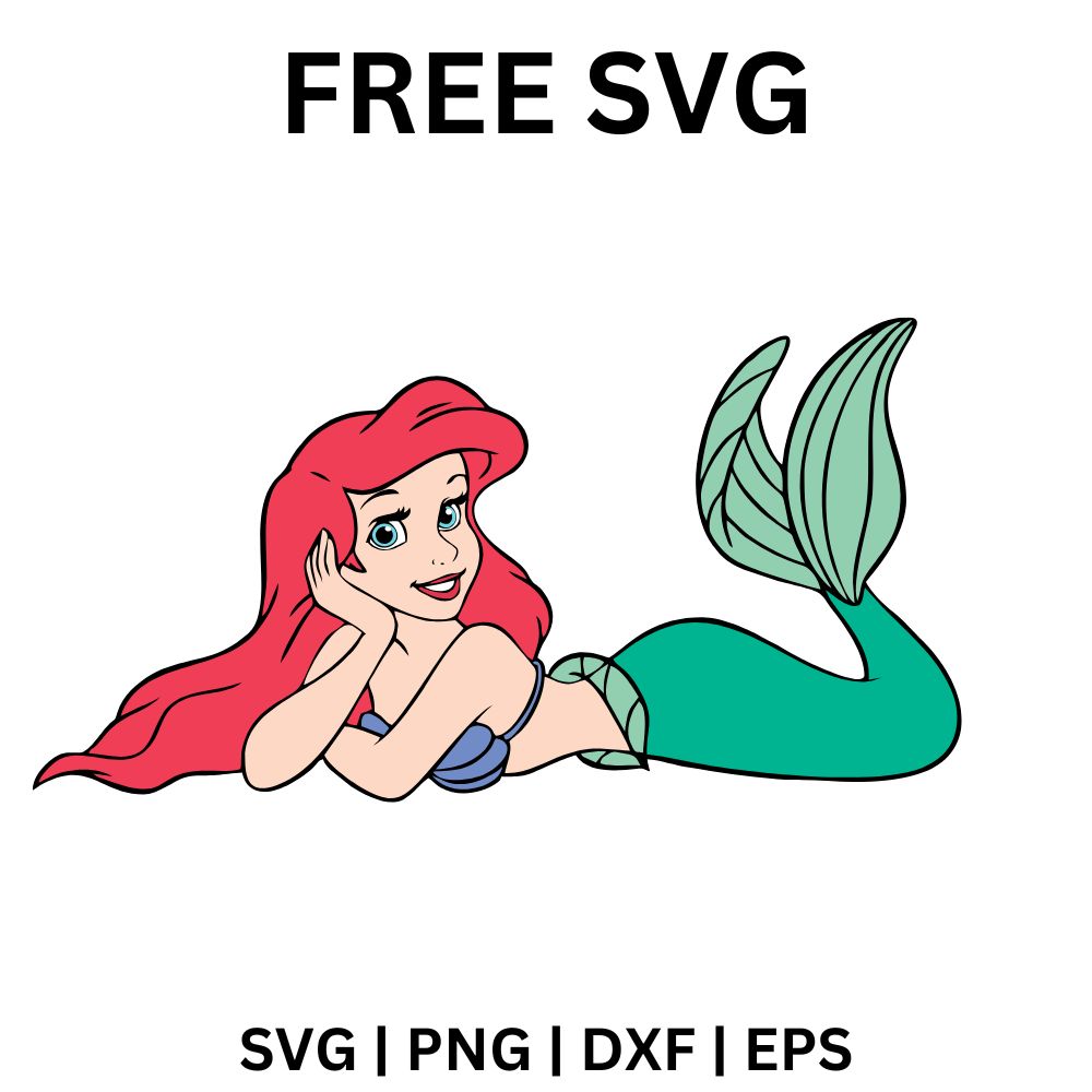 Ariel Resting SVG Free | Mermaid Relaxing Pose for Cricut & Silhouette