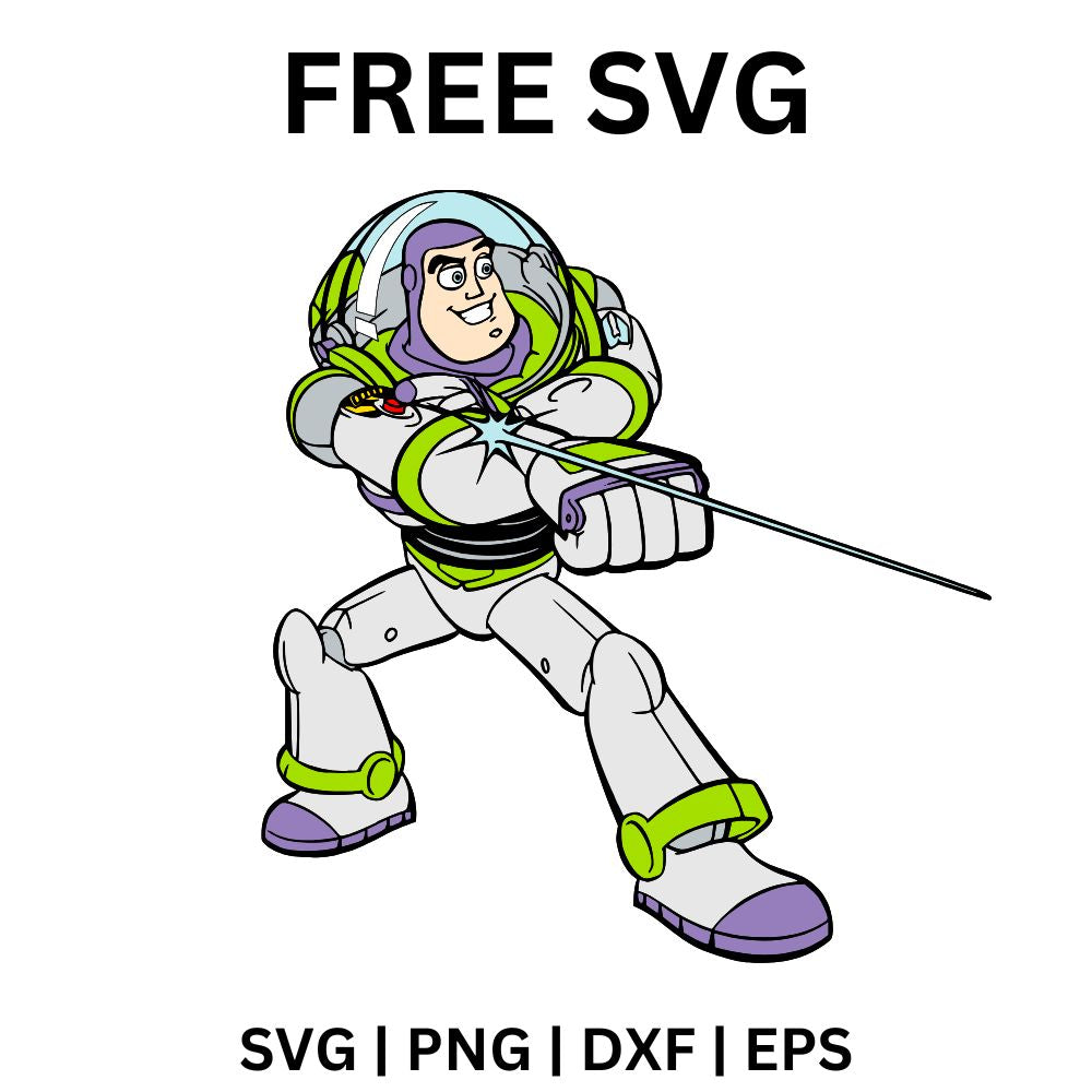Buzz Lightyear with Laser SVG Free | Action Pose Space Toy for Cricut & Silhouette
