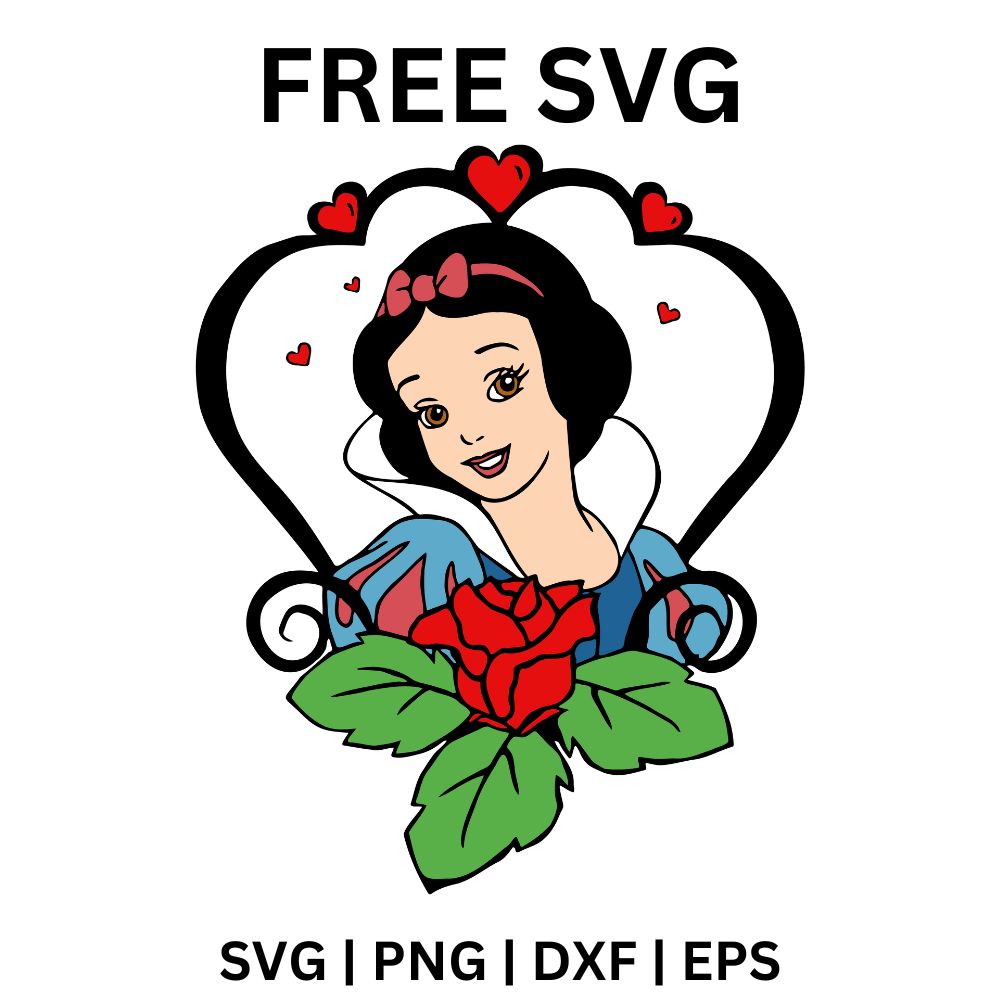 Snow White in Heart Frame SVG Free | Romantic Princess Design for Cricut & Silhouette