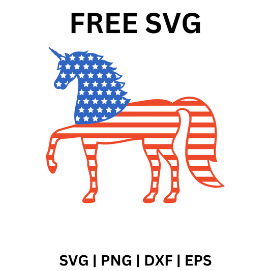 Patriotic Horse SVG Free | Red White and Blue Striped Pony Design for Cricut & Silhouette