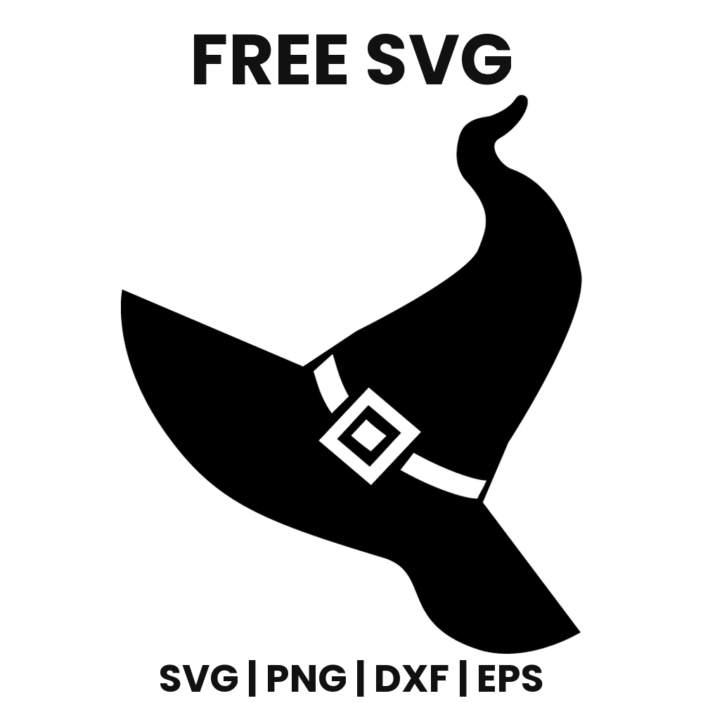 Curly Witch Hat SVG Free – Curled Tip Halloween Hat Silhouette