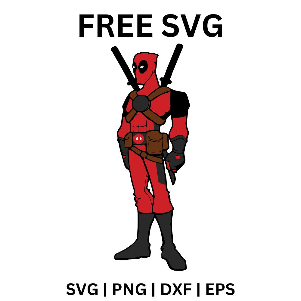 Deadpool Katana Stance SVG Free | Ready for Battle Pose for Cricut & Silhouette